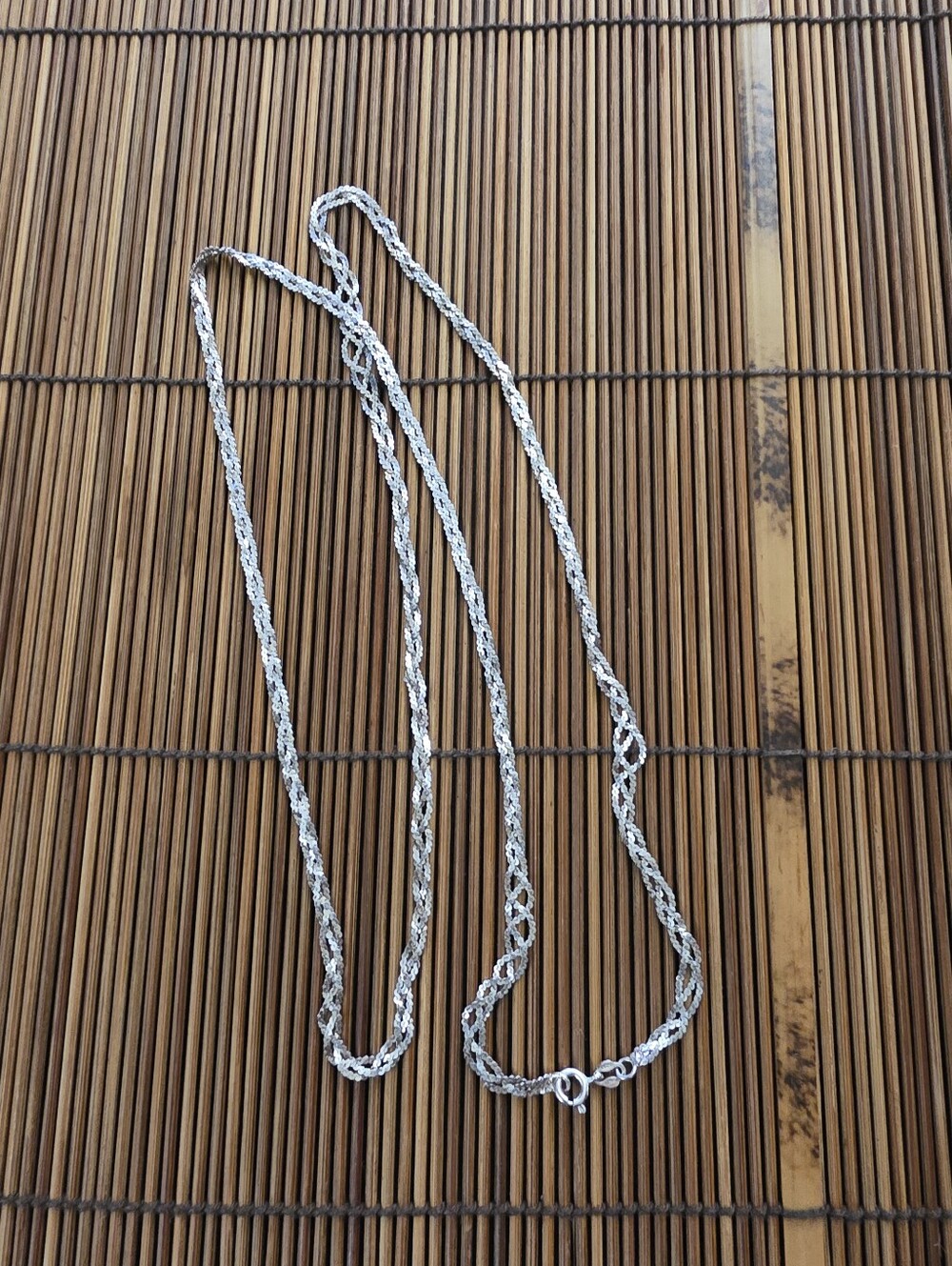 925 Silver Flat Serpentine Necklace (Vintage)